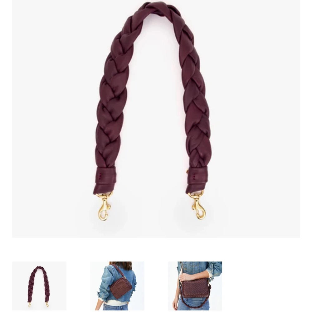 Clare V Braided Leather Strap in Plum